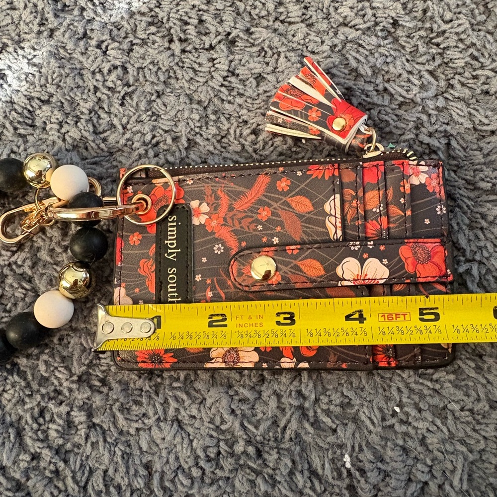 NWOT Simply Southern red/orange and black slip keychain wallet rubber bead band - Picture 4 of 4